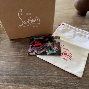 CHRISTIAN LOUBOUTIN KIOS STARLIGHT PRINT PATENT LEATHER CARD HOLDER
